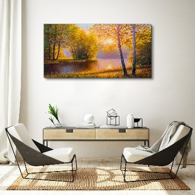 Golden Morning at the Lake Canvas Wall art