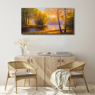 Golden Morning at the Lake Canvas Wall art