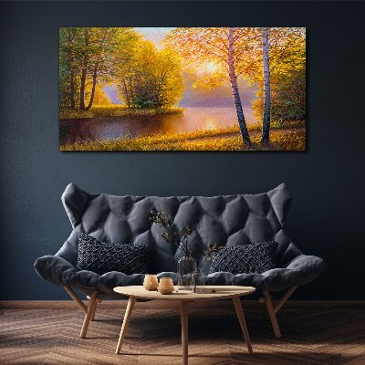 Golden Morning at the Lake Canvas Wall art