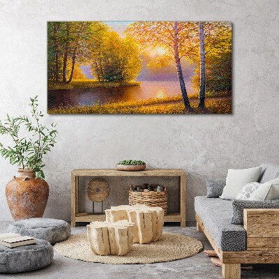 Golden Morning at the Lake Canvas Wall art