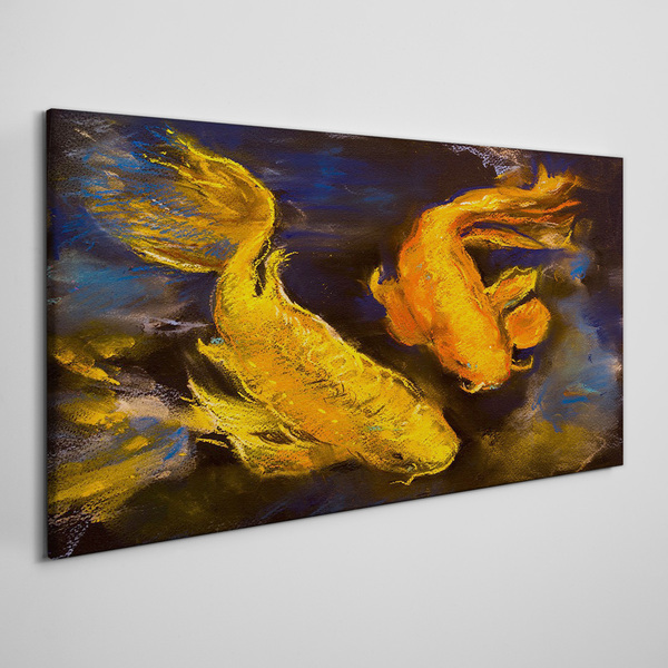 Golden fish in water dance Canvas Wall art