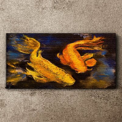 Golden fish in water dance Canvas Wall art