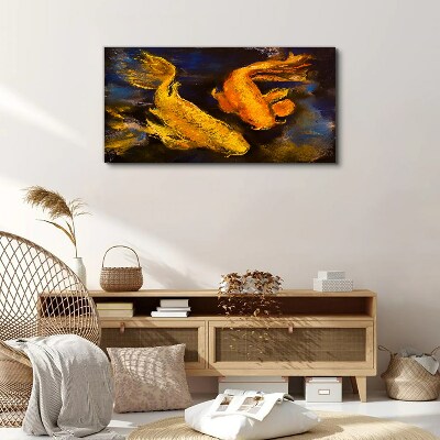 Golden fish in water dance Canvas Wall art