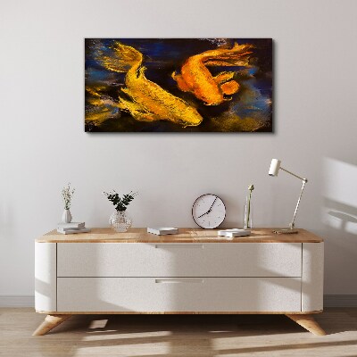 Golden fish in water dance Canvas Wall art
