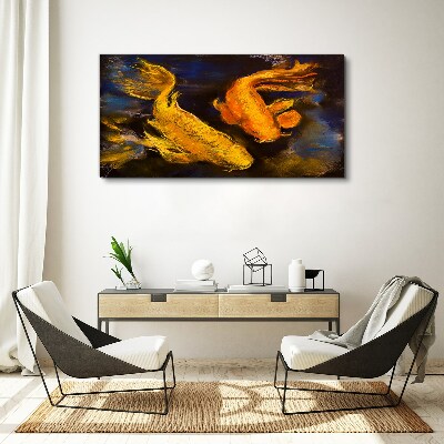 Golden fish in water dance Canvas Wall art