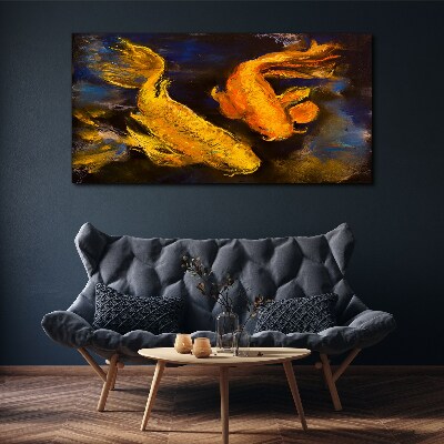 Golden fish in water dance Canvas Wall art