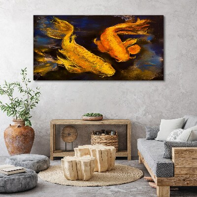 Golden fish in water dance Canvas Wall art