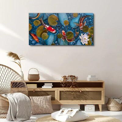 Koi among the water lilies Canvas Wall art