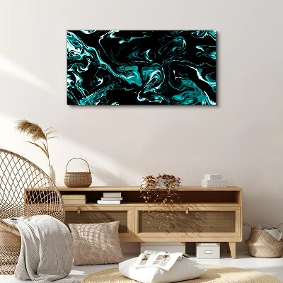 Green and black abstract swirls Canvas Wall art