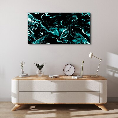 Green and black abstract swirls Canvas Wall art
