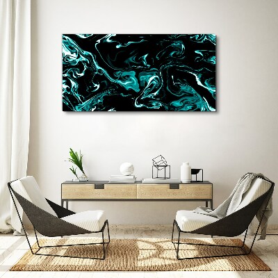 Green and black abstract swirls Canvas Wall art