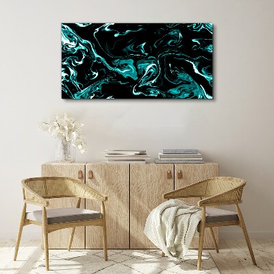 Green and black abstract swirls Canvas Wall art
