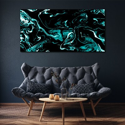 Green and black abstract swirls Canvas Wall art