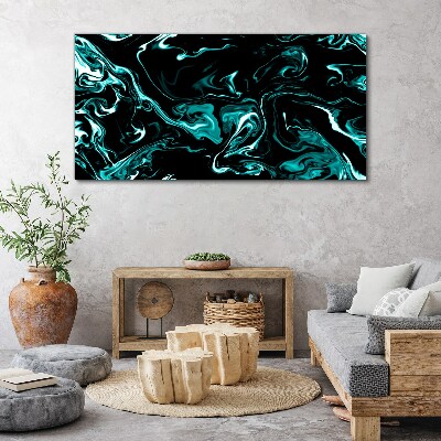Green and black abstract swirls Canvas Wall art
