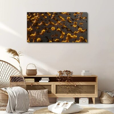 Golden hexagons in motion Canvas Wall art
