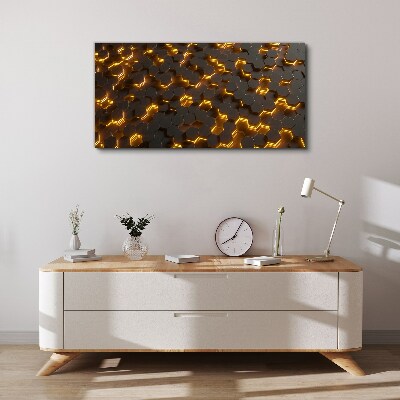 Golden hexagons in motion Canvas Wall art