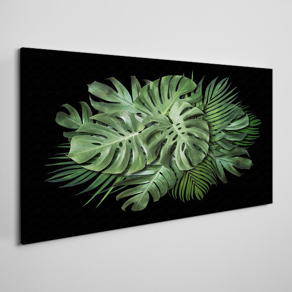 Tropical green on black background Canvas Wall art
