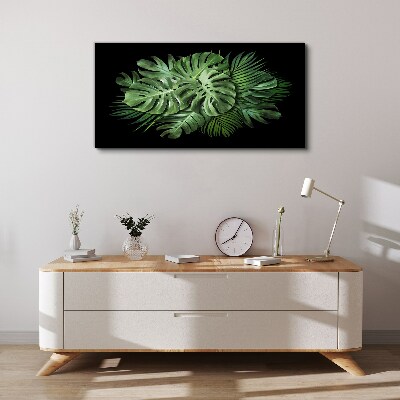 Tropical green on black background Canvas Wall art