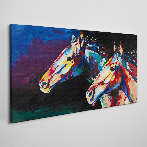 Colorful horses in motion Canvas Wall art