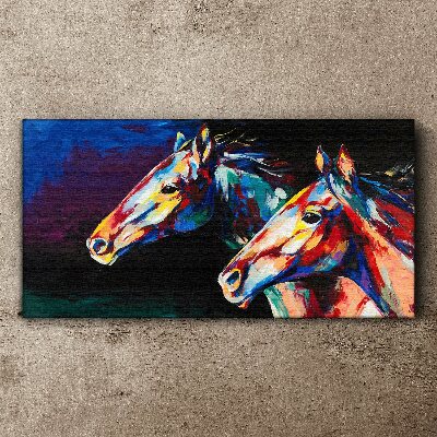 Colorful horses in motion Canvas Wall art