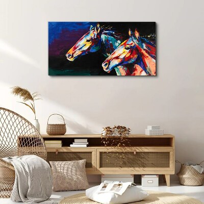 Colorful horses in motion Canvas Wall art