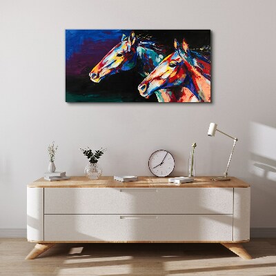 Colorful horses in motion Canvas Wall art