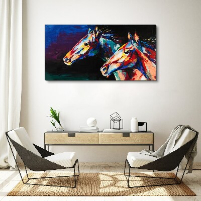 Colorful horses in motion Canvas Wall art