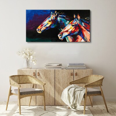 Colorful horses in motion Canvas Wall art