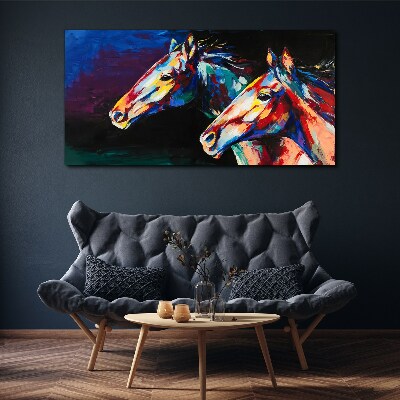 Colorful horses in motion Canvas Wall art