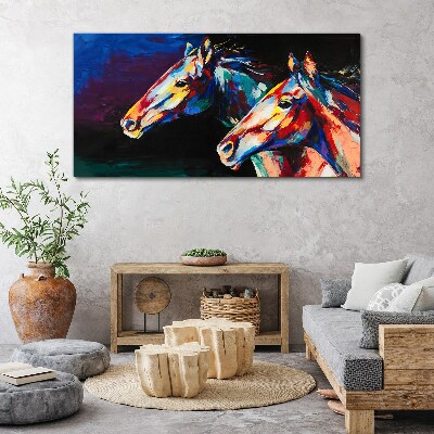 Colorful horses in motion Canvas Wall art