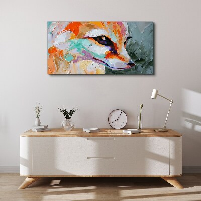 Colorful portrait of a fox Canvas Wall art