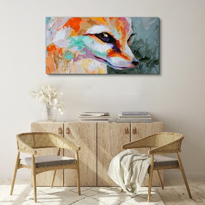 Colorful portrait of a fox Canvas Wall art