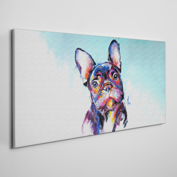 Colorful portrait of a French bulldog Canvas Wall art