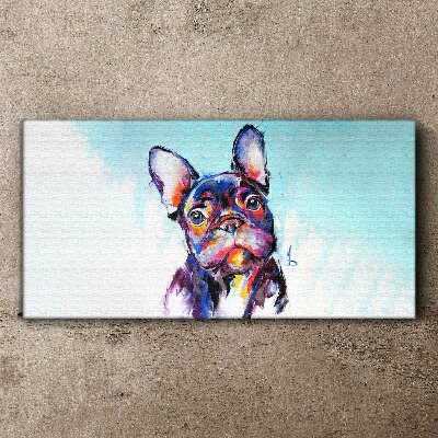 Colorful portrait of a French bulldog Canvas Wall art