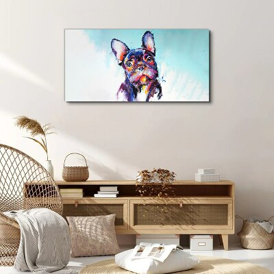 Colorful portrait of a French bulldog Canvas Wall art