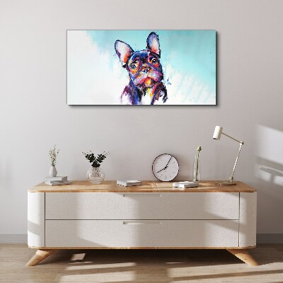 Colorful portrait of a French bulldog Canvas Wall art