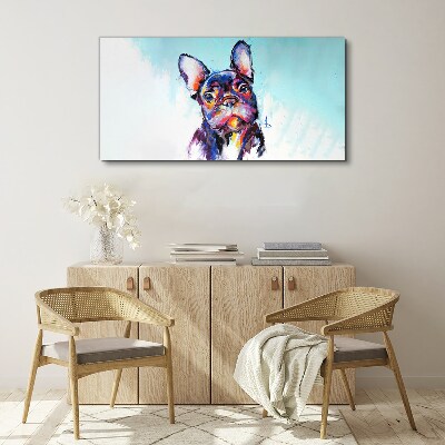 Colorful portrait of a French bulldog Canvas Wall art
