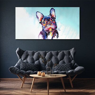 Colorful portrait of a French bulldog Canvas Wall art