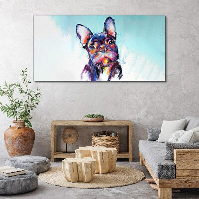 Colorful portrait of a French bulldog Canvas Wall art