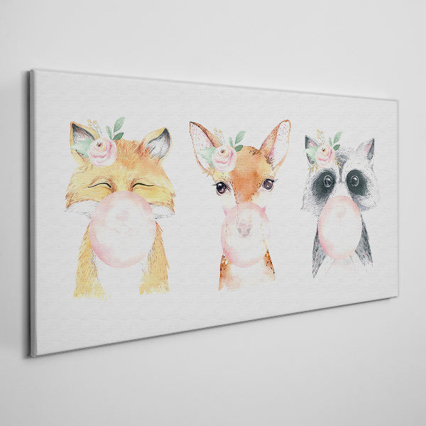 Forest friends with a balloon Canvas Wall art