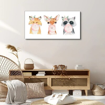 Forest friends with a balloon Canvas Wall art