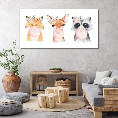 Forest friends with a balloon Canvas Wall art