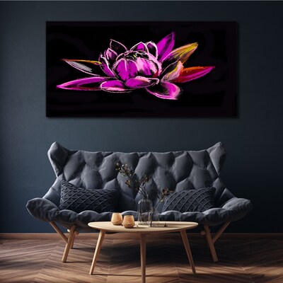 Lotus flower on black background Canvas Wall art