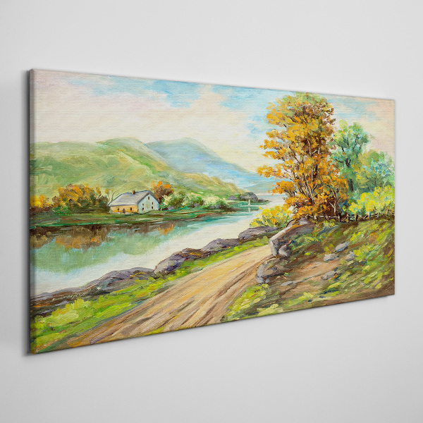 A peaceful landscape by the river Canvas Wall art