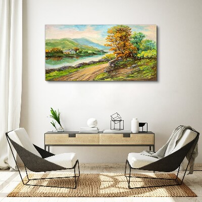 A peaceful landscape by the river Canvas Wall art