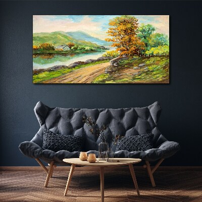 A peaceful landscape by the river Canvas Wall art