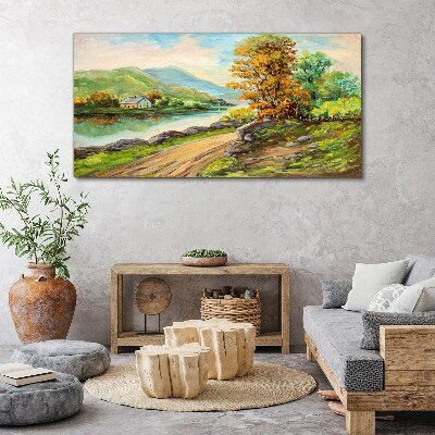 A peaceful landscape by the river Canvas Wall art