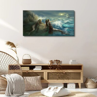 Mermaids on the seashore Canvas Wall art