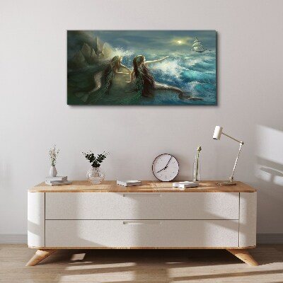 Mermaids on the seashore Canvas Wall art
