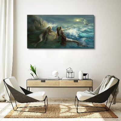 Mermaids on the seashore Canvas Wall art